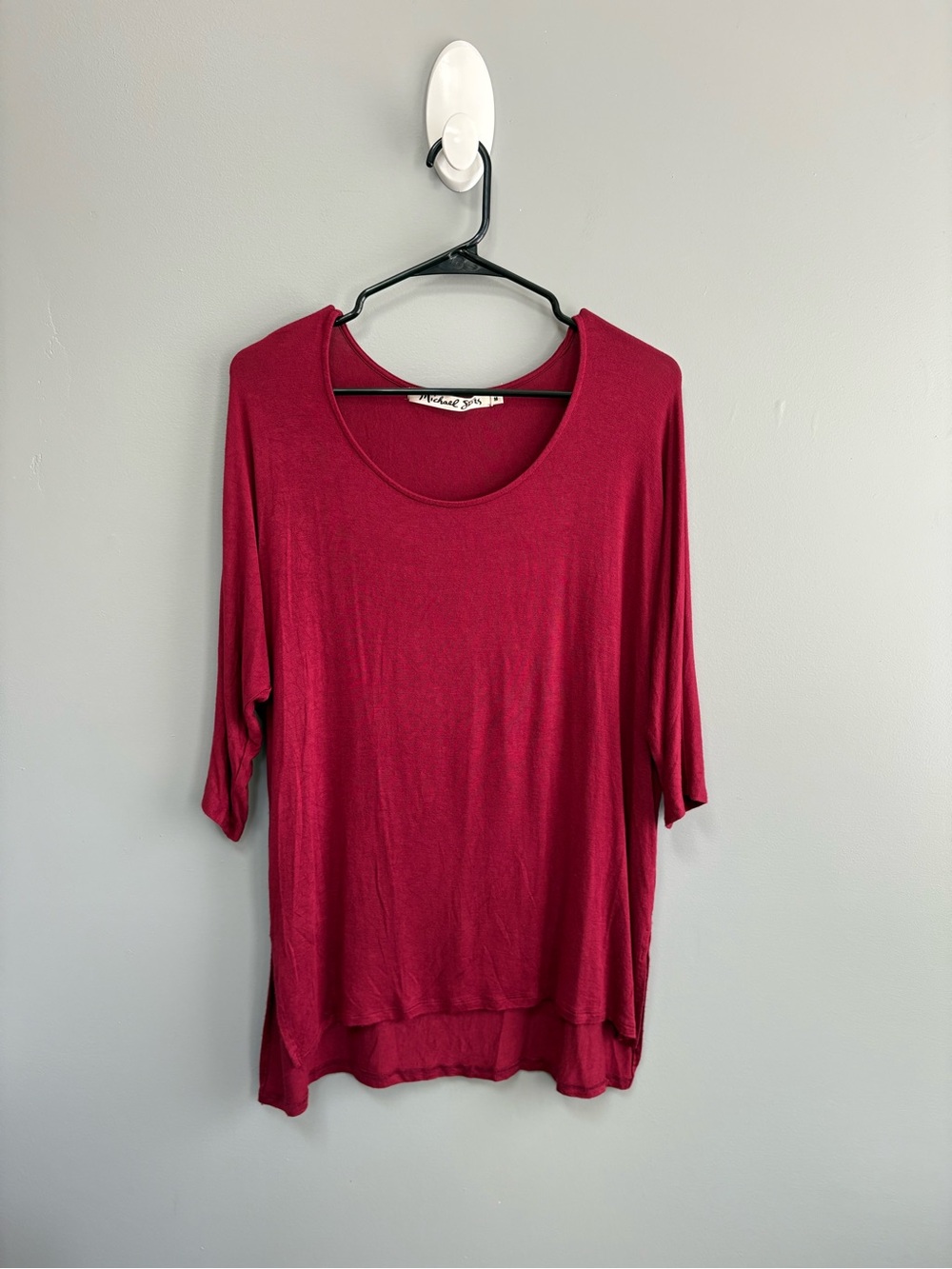 Michael Stars Women’s Red Scoop Neck Elbow Length Sleeve Lightweight Top Size M